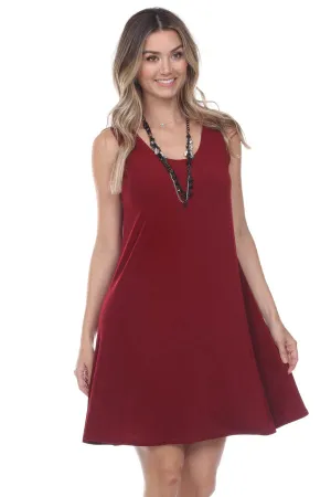 019- Jostar Slinky Sleeveless Short Dress- Burgundy