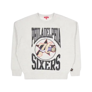 76ers Womens Logo Lt Crew 3.0 Grey Heather