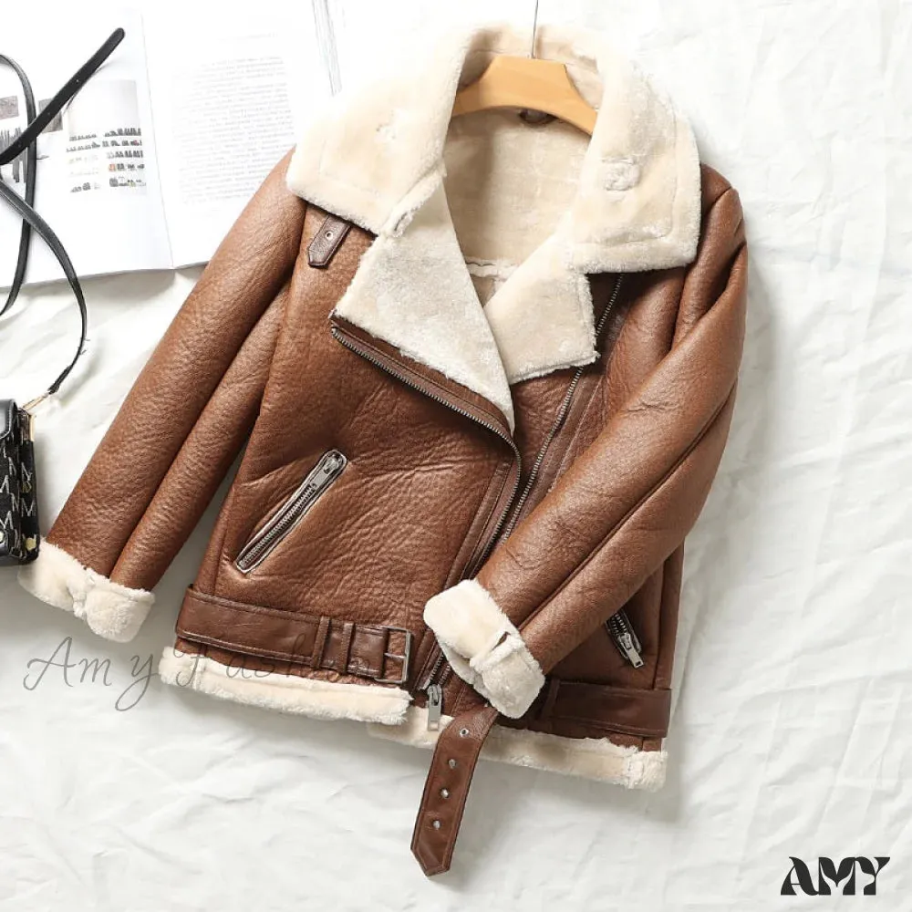 Amy Fashion - Thick Warm Faux Leather Jackets