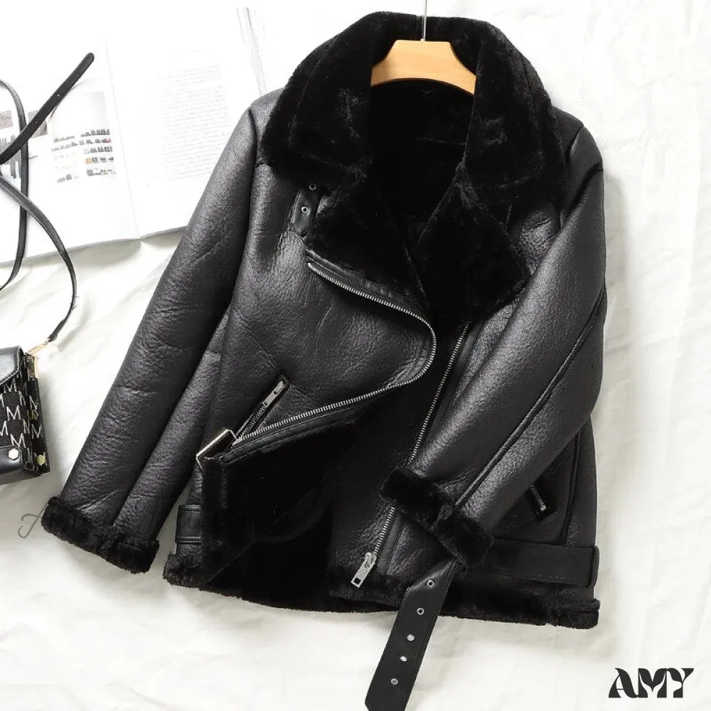 Amy Fashion - Thick Warm Faux Leather Jackets