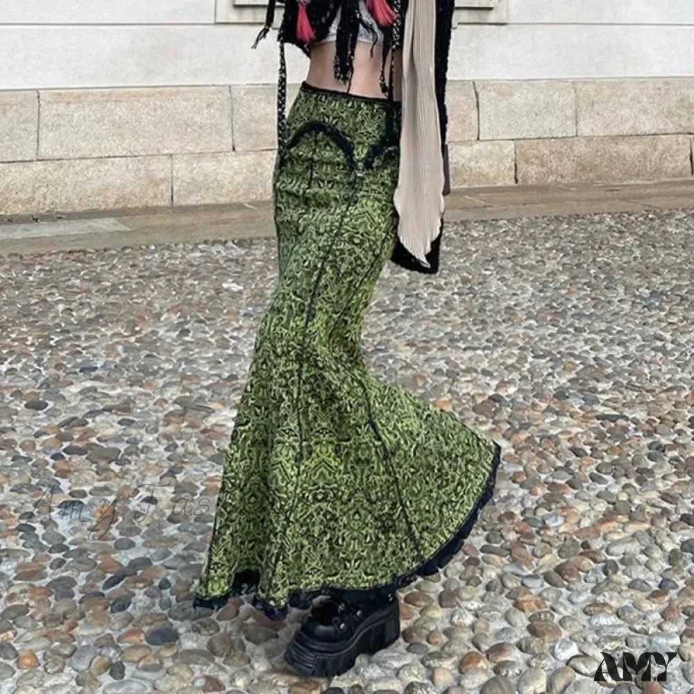 Amy Fashion - Vintage Long Floral Maxi Skirt