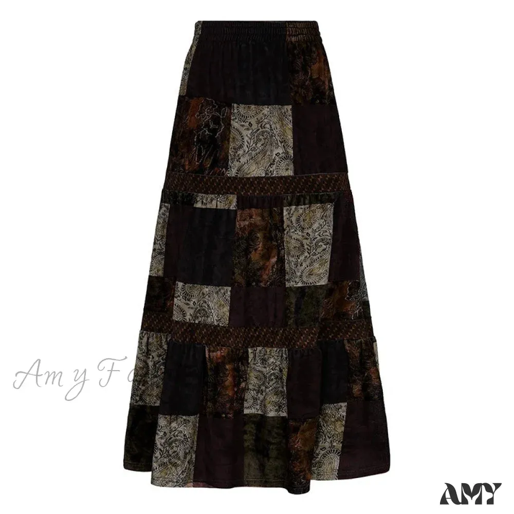 Amy Fashion - Vintage Long Floral Maxi Skirt