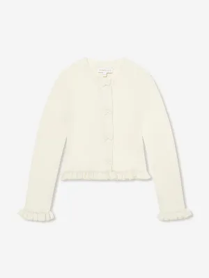 Angels Face Girls Tyler Ribbed Cardigan in Ivory