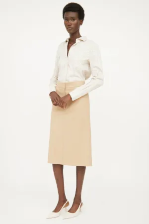 Beige Wool Pencil Skirt