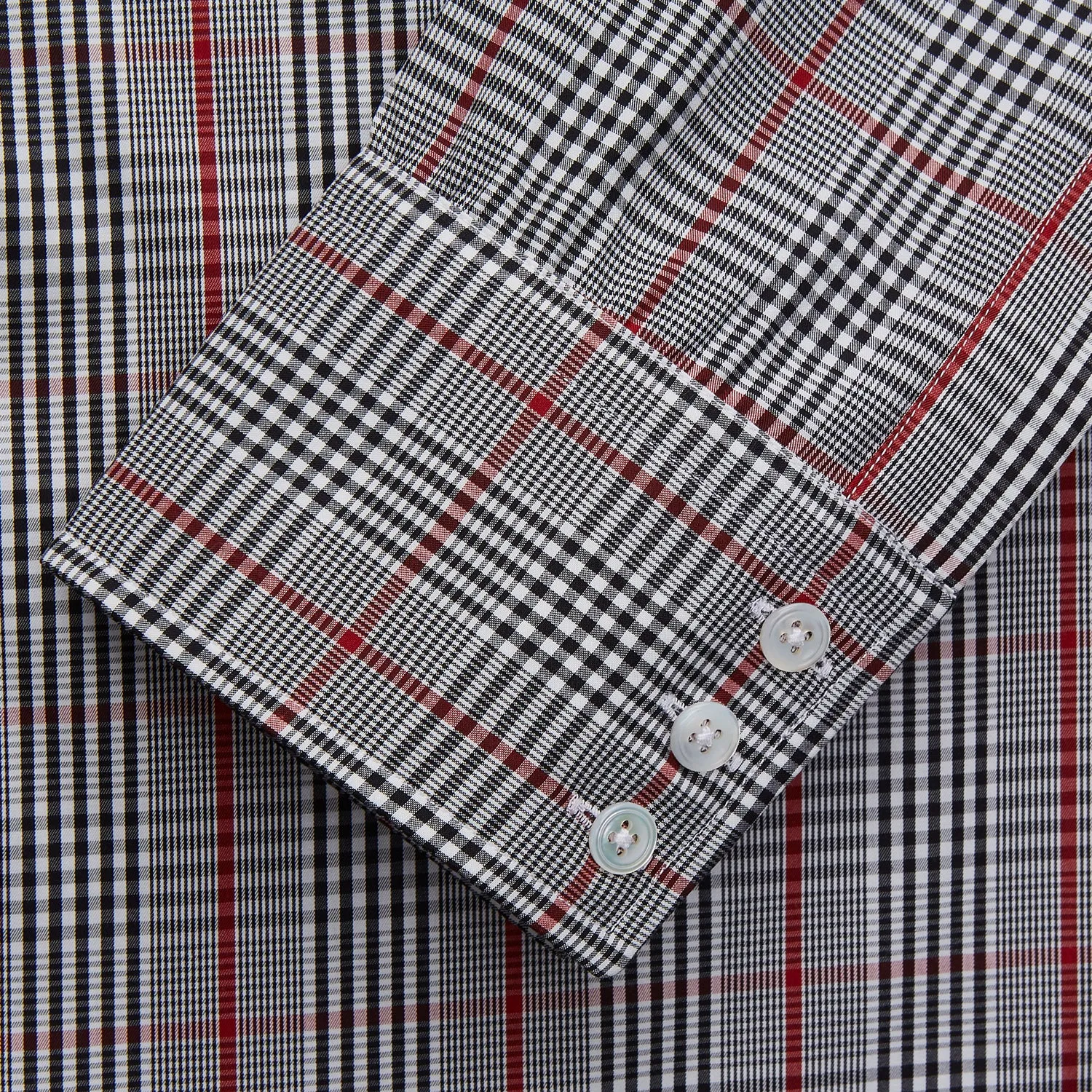 Black Prince of Wales Check Cotton Regular Fit Mayfair Shirt