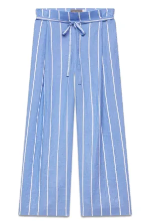 Blue Striped Linen Trousers