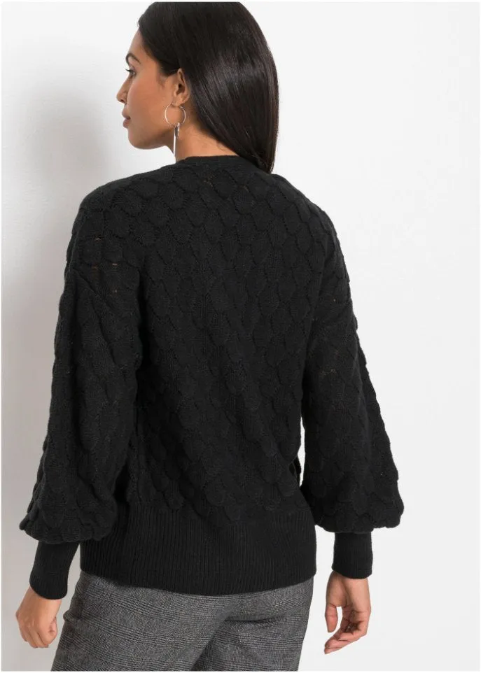 Bodyflirt openwork cardigan, black