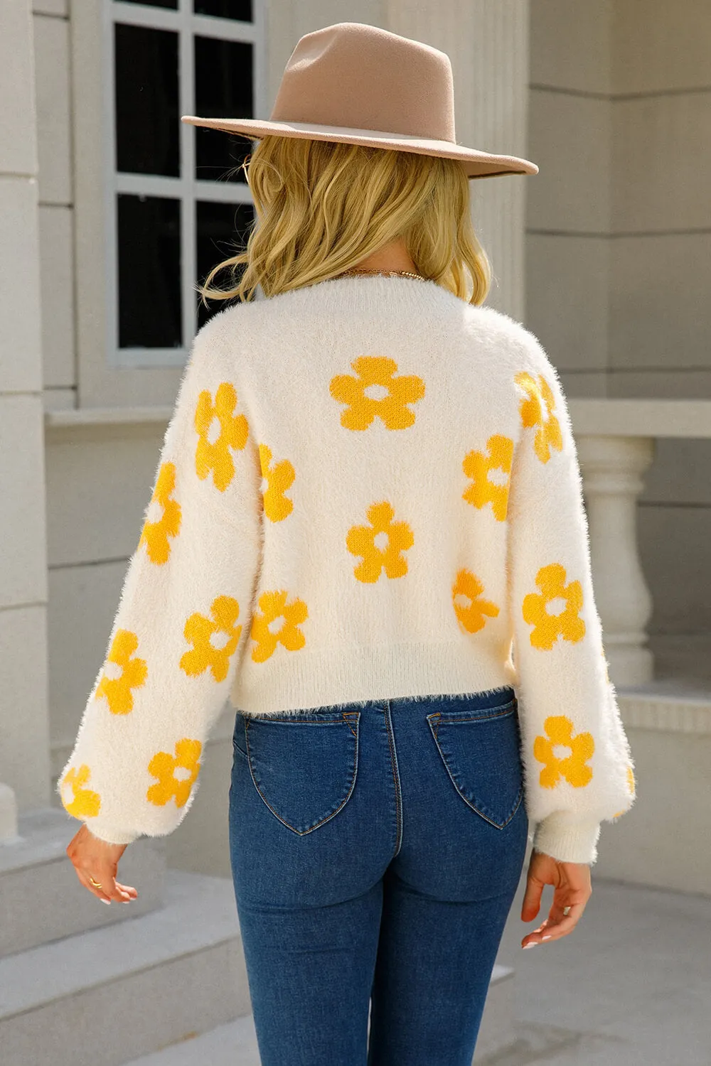 But It's Over Floral Open Front Fuzzy Cardigan