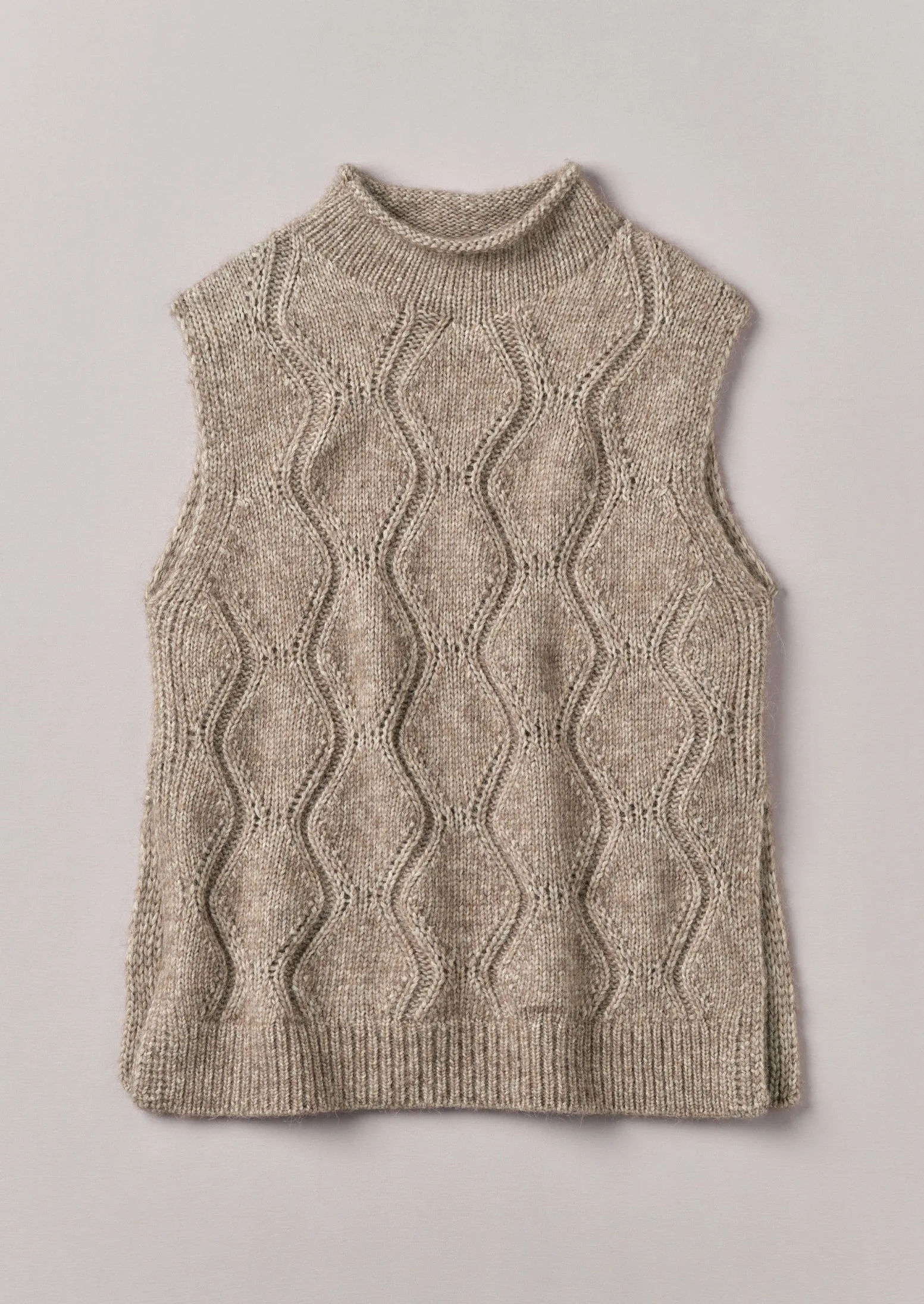 Cotton Alpaca Reverse Cable Tank | Biscuit