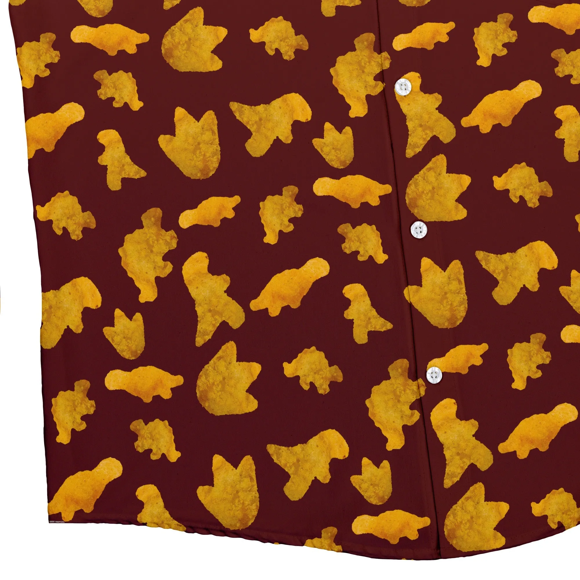 Dinosaur Chicken Nuggets Red Button Up Shirt