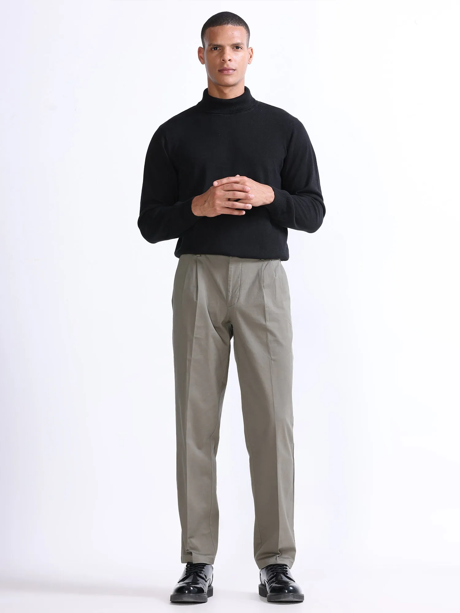 Duca Double Pleated Oak Olive Relaxed Pant