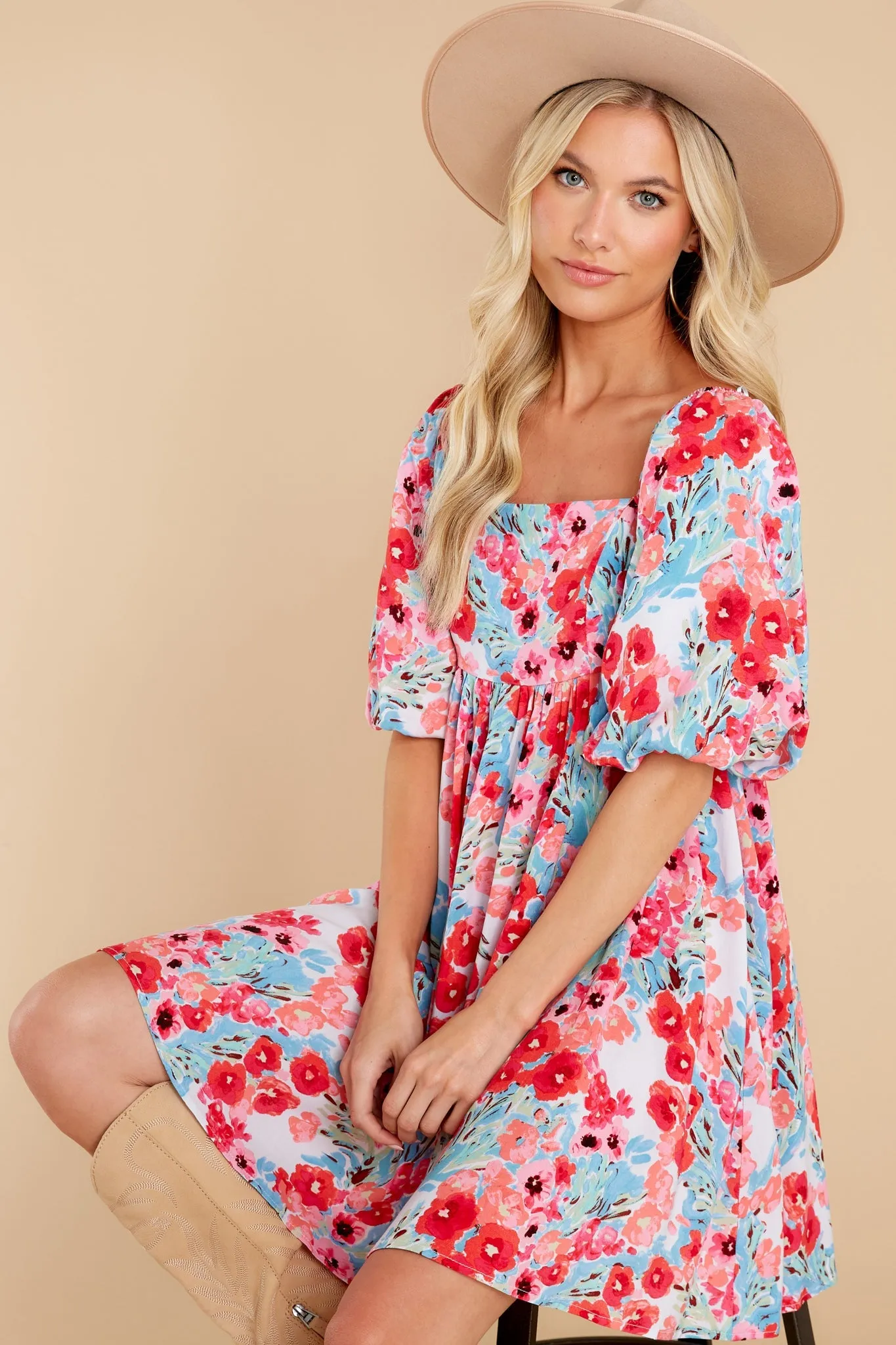 Enchanting Ways Hot Pink Floral Print Dress