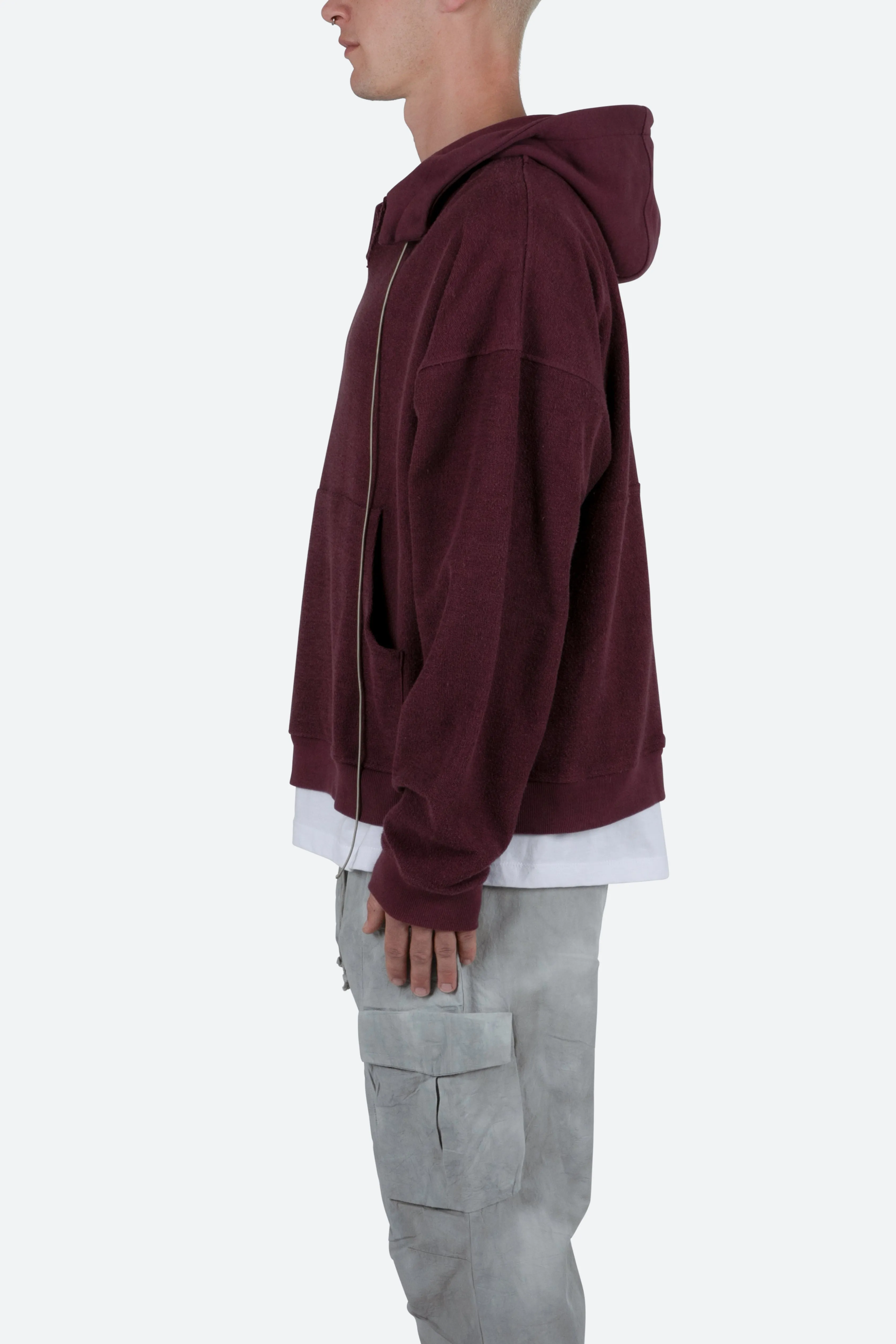 Extended Drawcord Hoodie - Burgundy