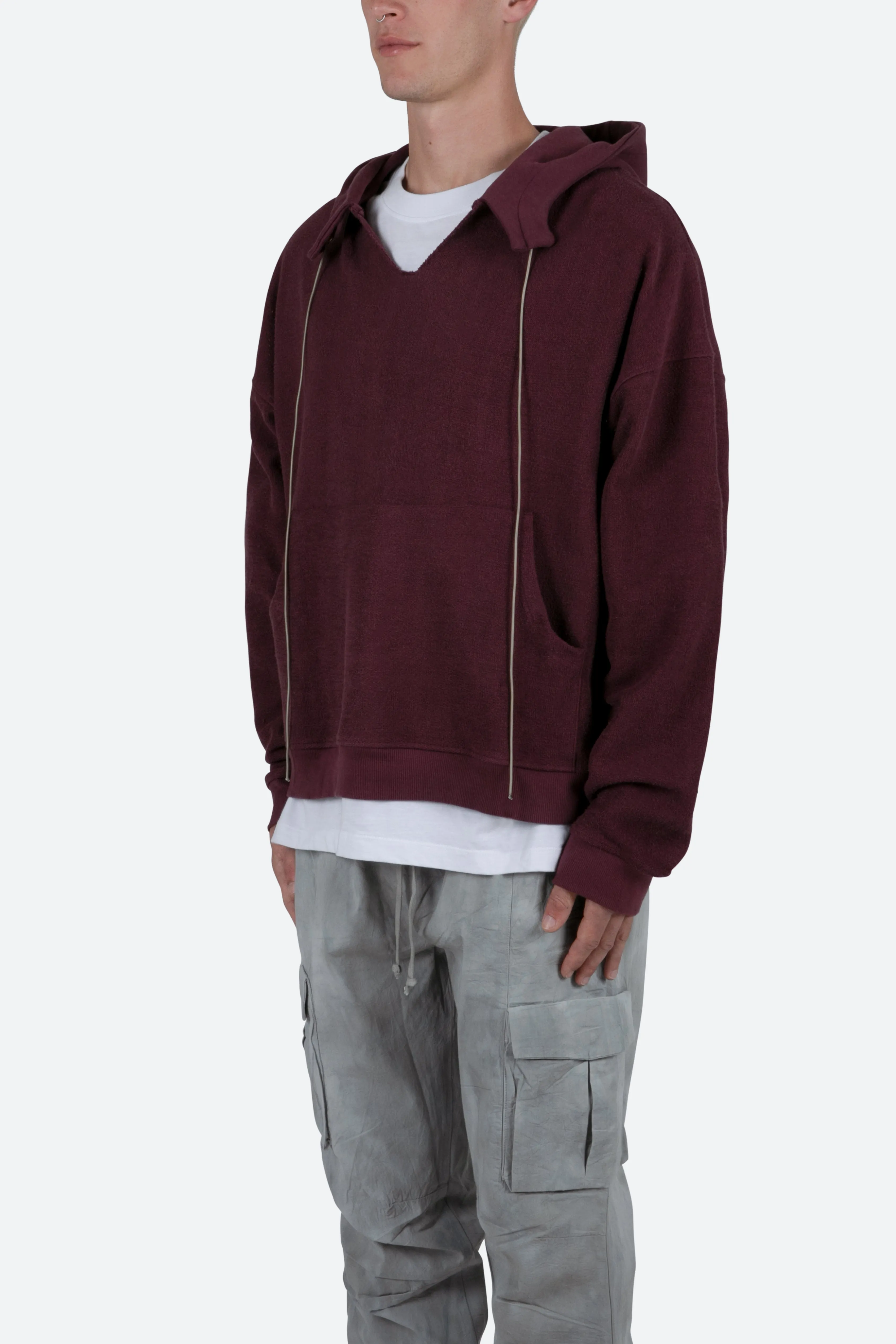 Extended Drawcord Hoodie - Burgundy