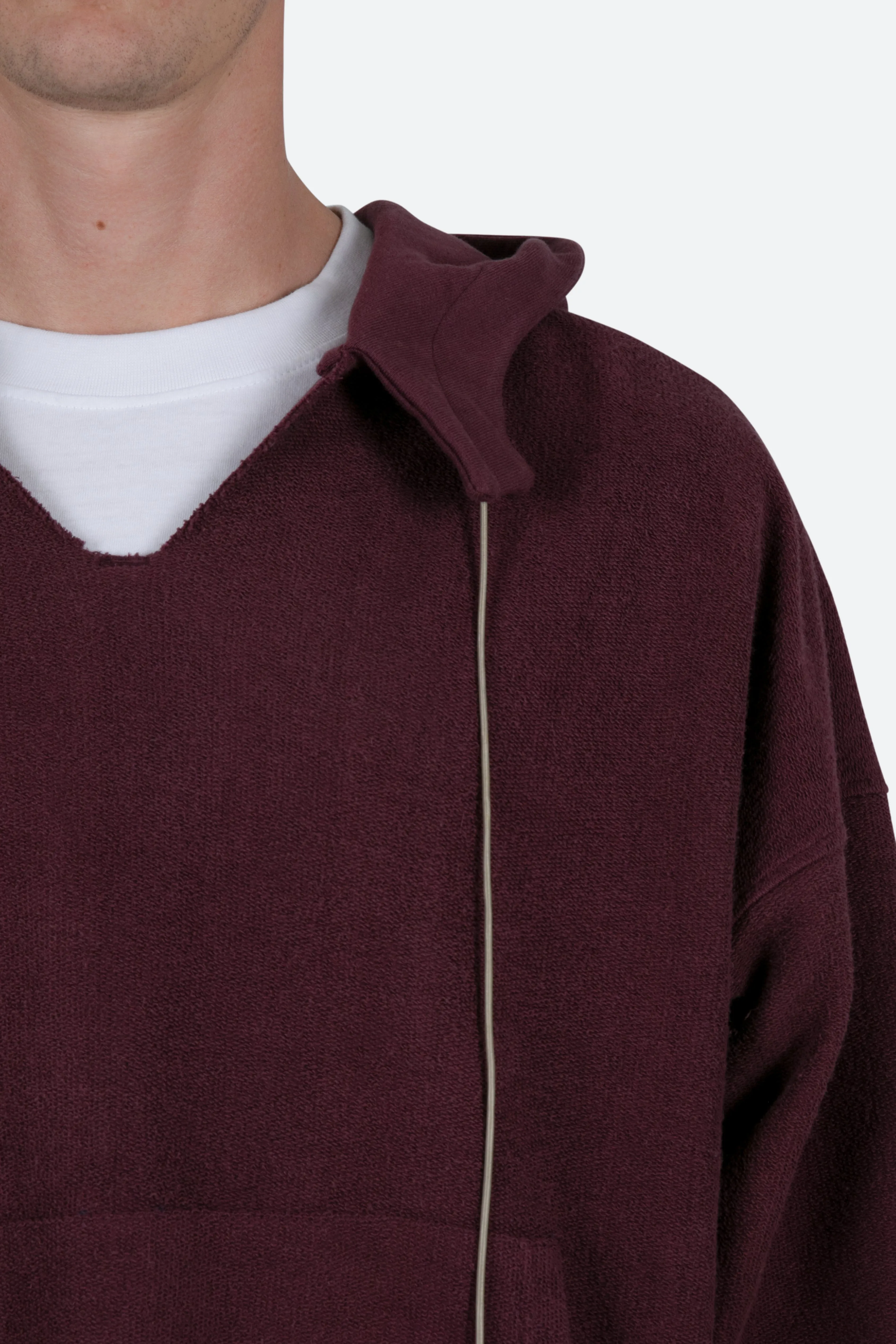 Extended Drawcord Hoodie - Burgundy