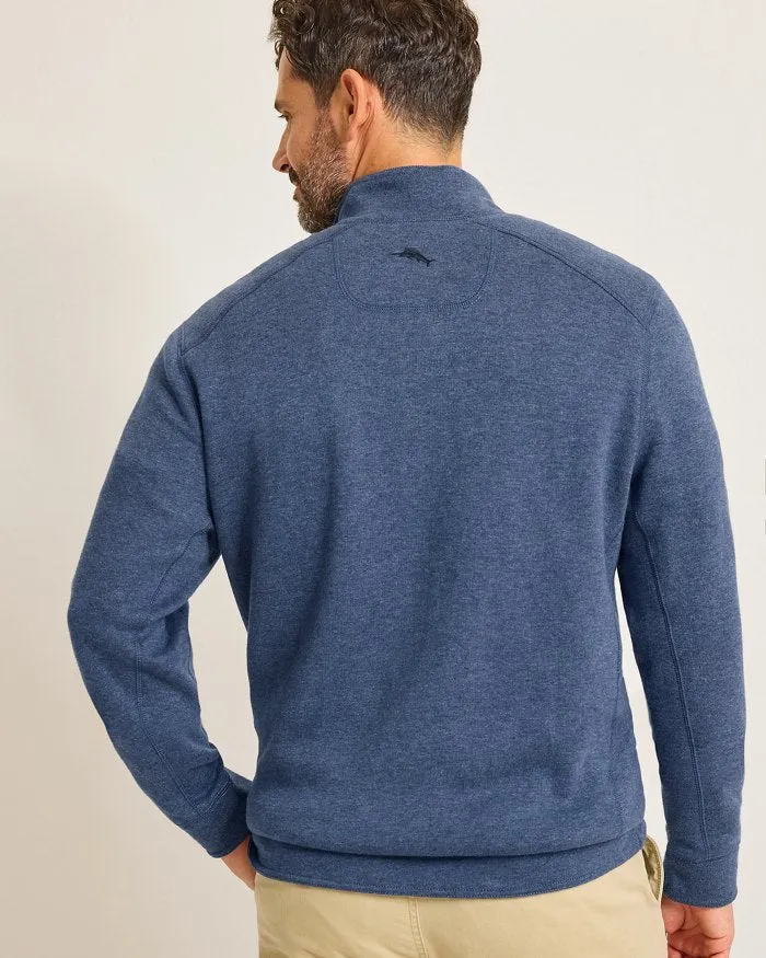 Flip Coast Reversible Snap Mock Sweatshirt in Blue Note Heather by Tommy Bahama