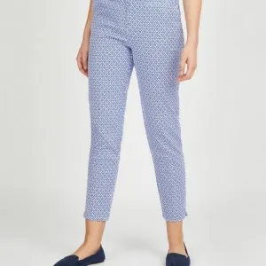 Geometric Wave Slim Leg Trousers