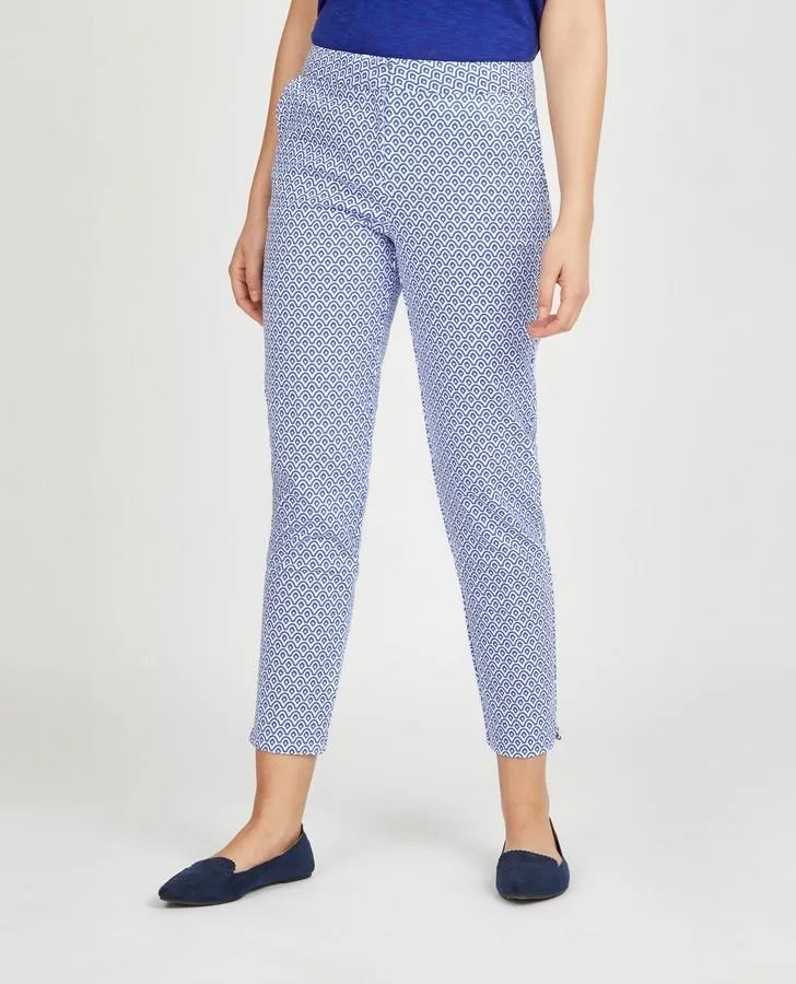 Geometric Wave Slim Leg Trousers