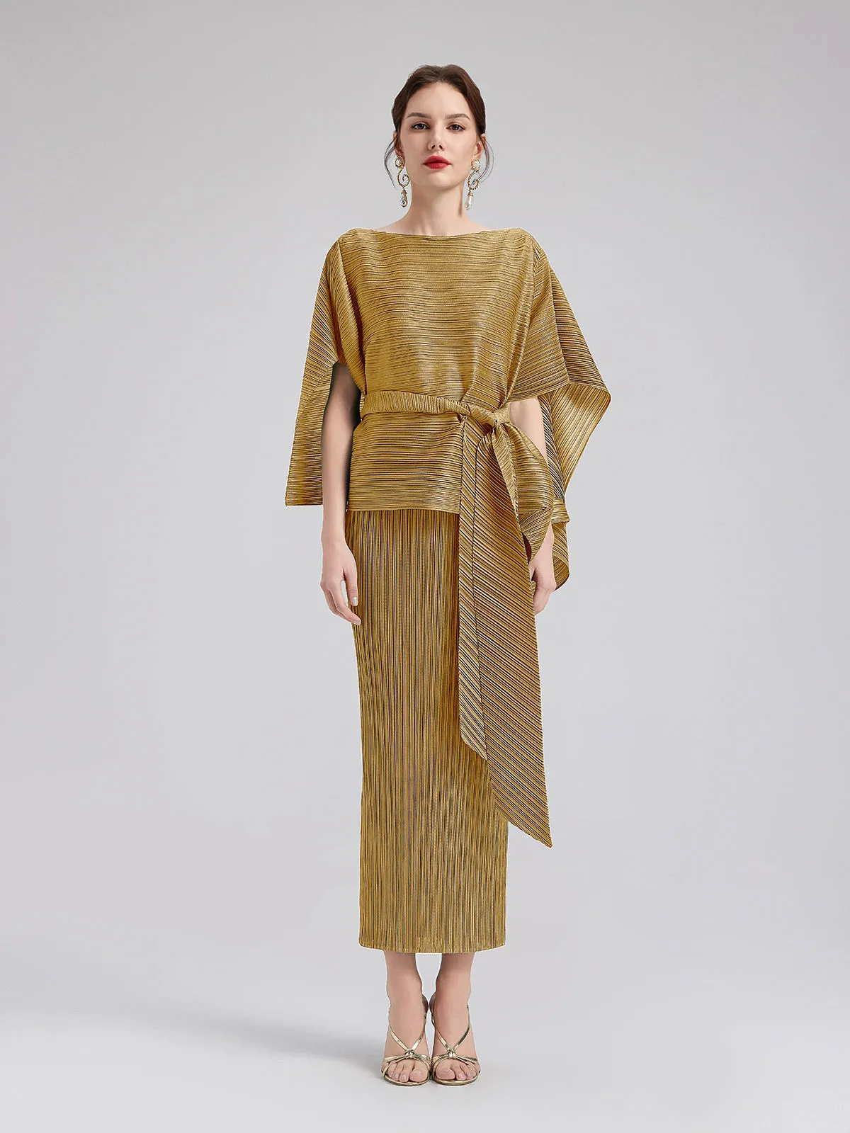 High-End Pleated Dress Set