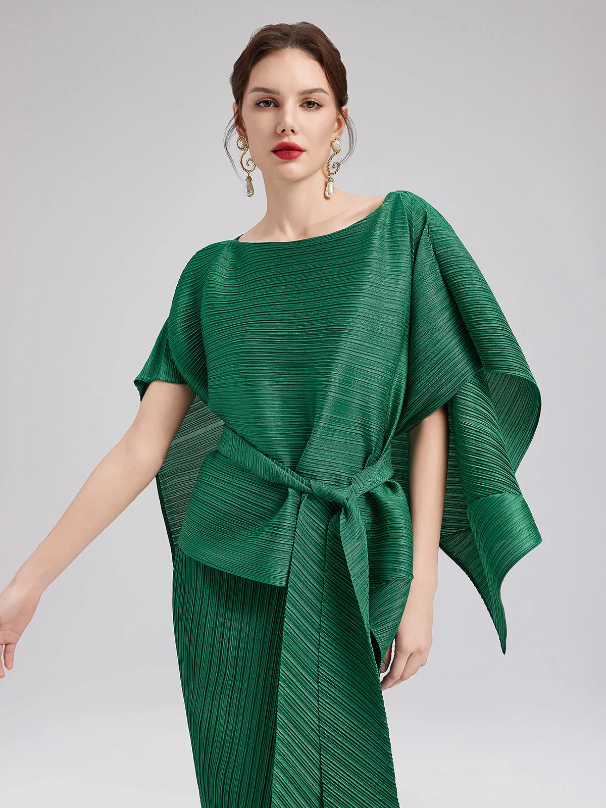 High-End Pleated Dress Set