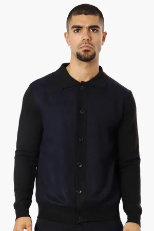 Jay Y. Ko Button Up Diamond Pattern Cardigan - Navy