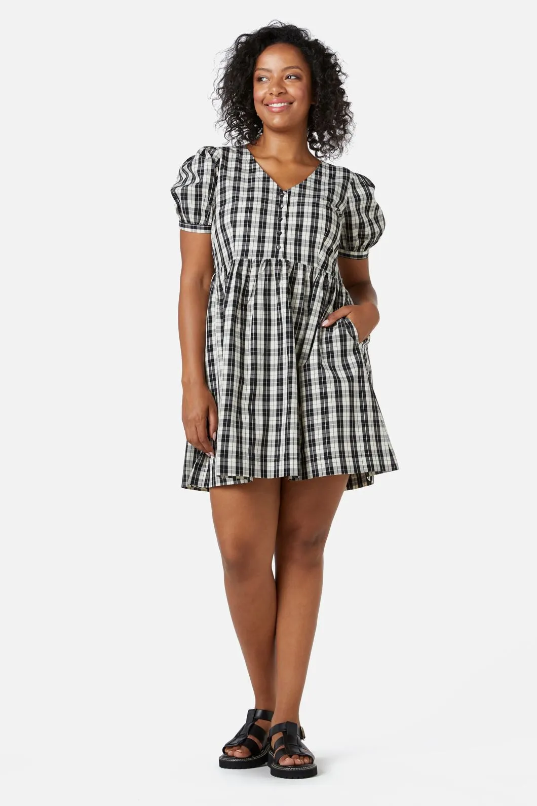 Juno Check Smock Dress