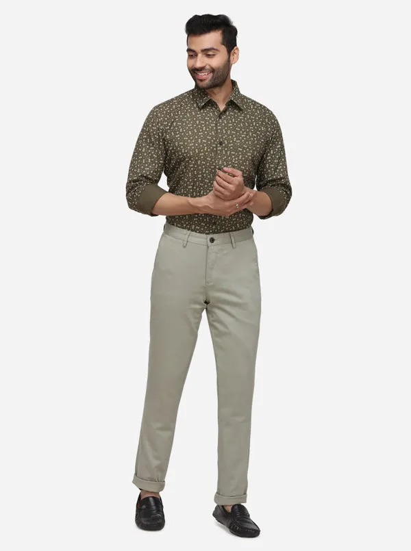 Light Green Solid Uno Fit Casual Trouser | JadeBlue