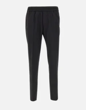 Men's Black Wool Blend Trousers