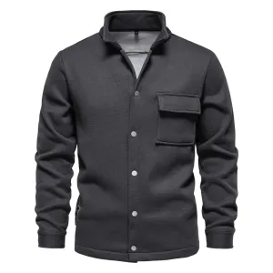 Men's Collared Waffle Fleece Lined Thick Jacket Shirt