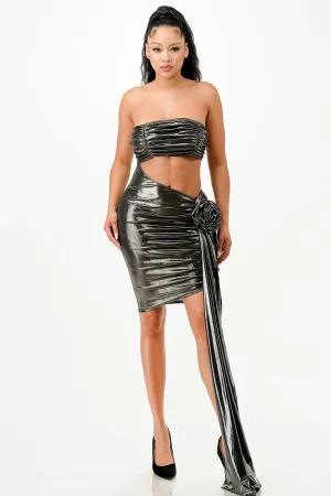 Metallic Foil Sexy Dress