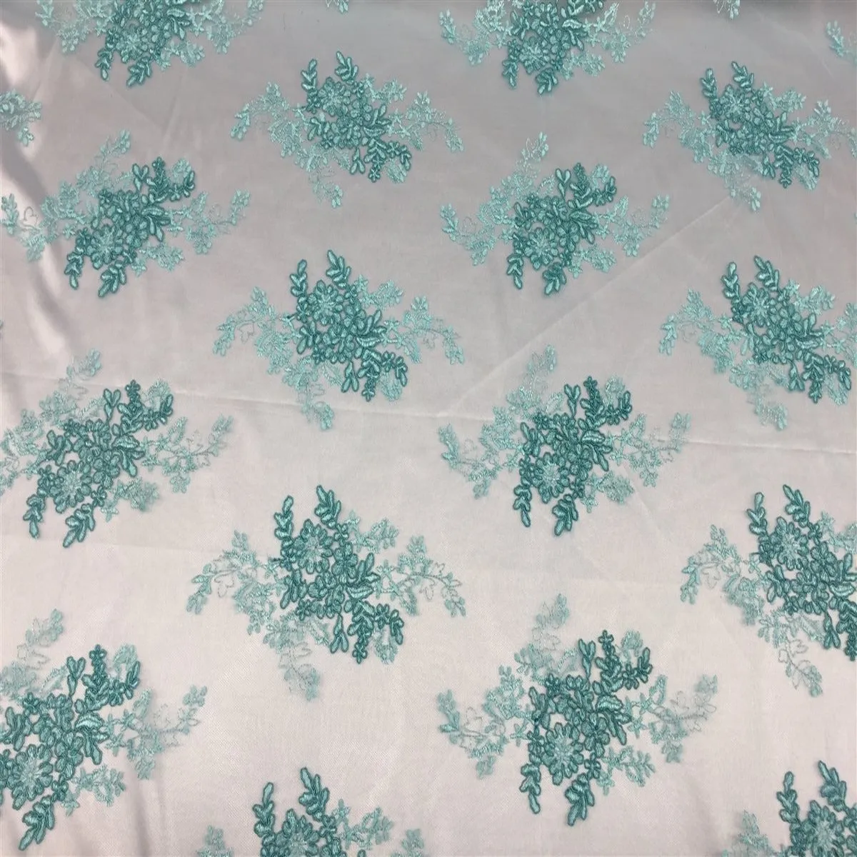 Mint Oswald Embroidered Lace Fabric