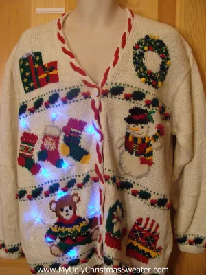 Need to Buy Christmas Sweaters? Light Up Sweater Candy Cane Trim