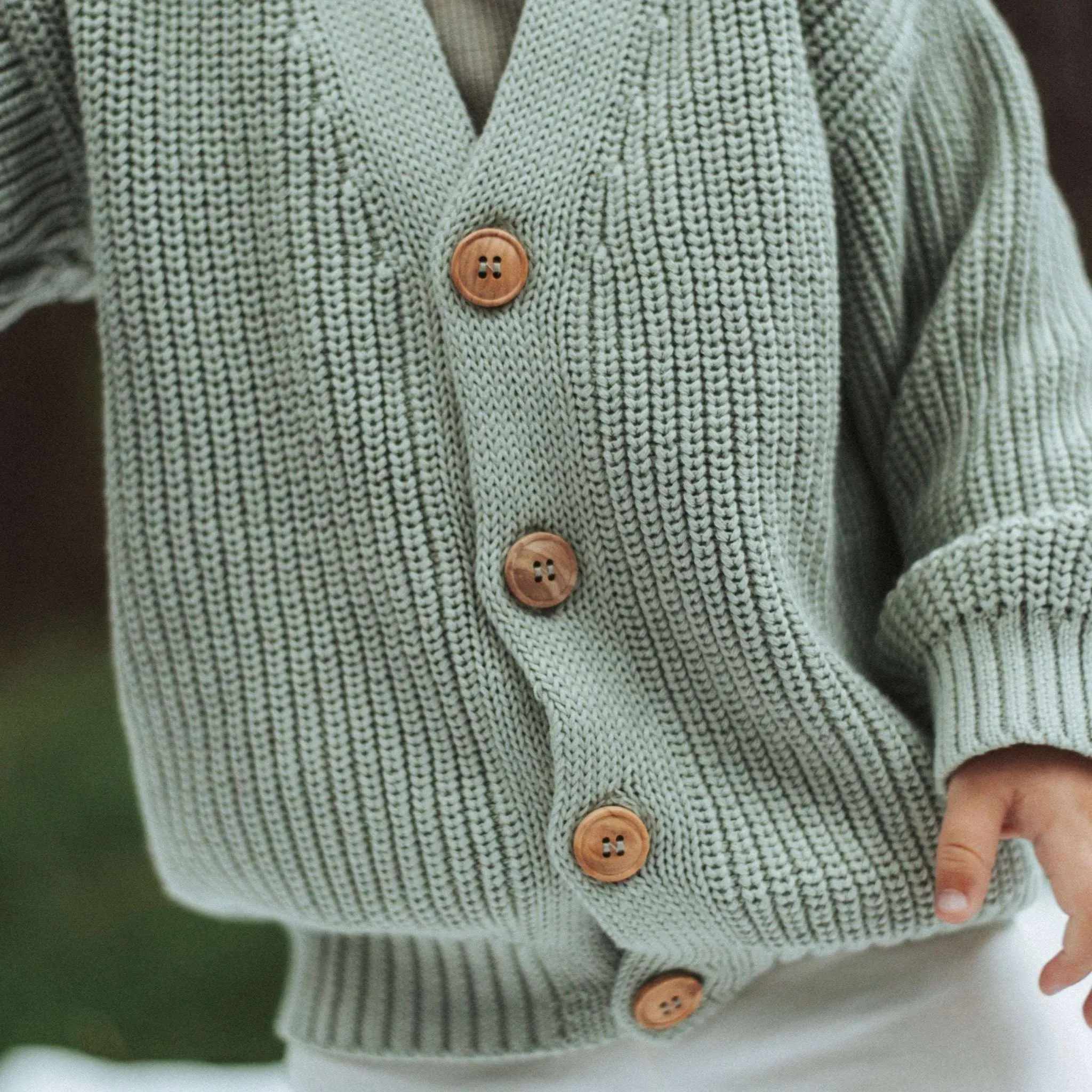 Organic Knit Cardigan - Seagrass