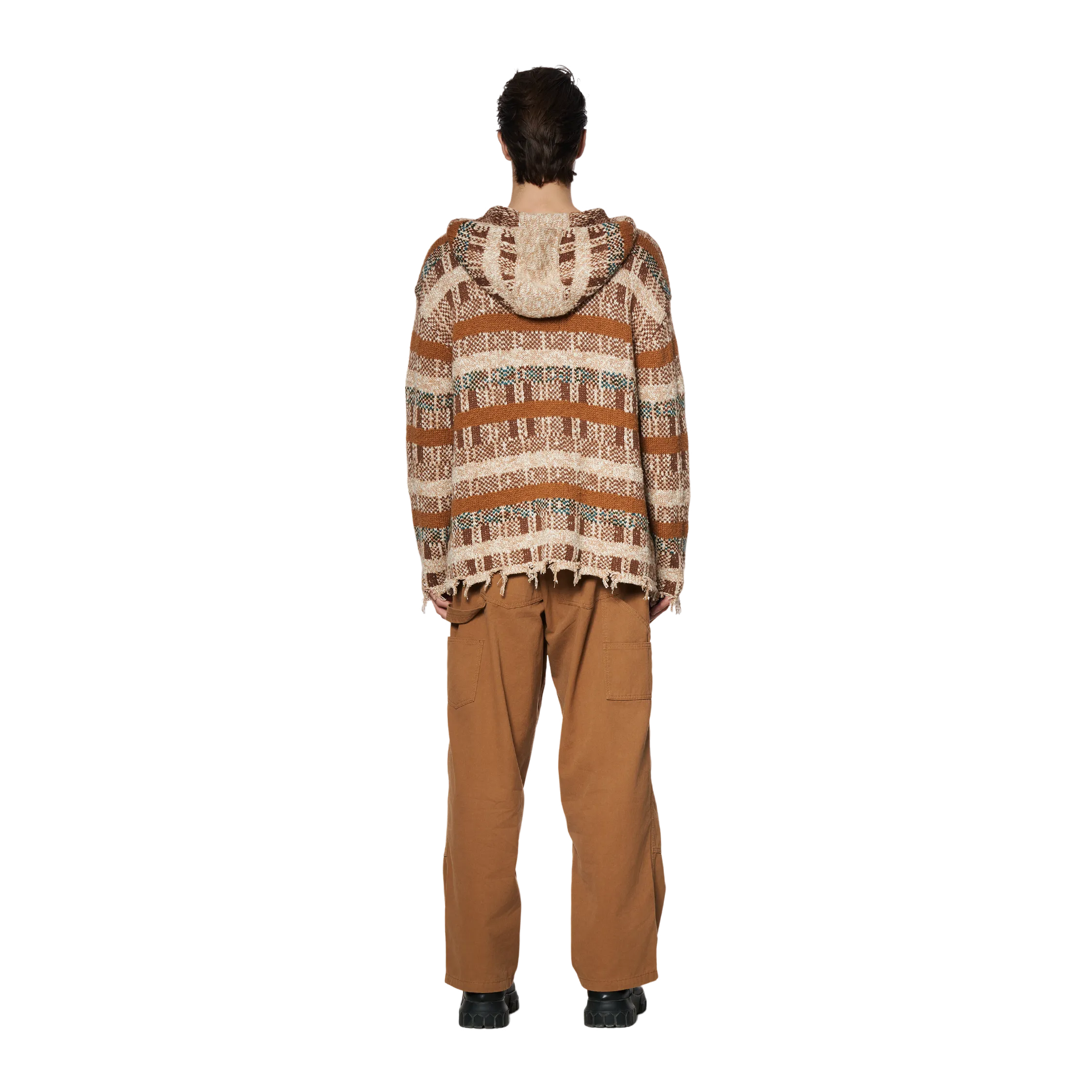 PIN CHECK HOODIE - BROWN