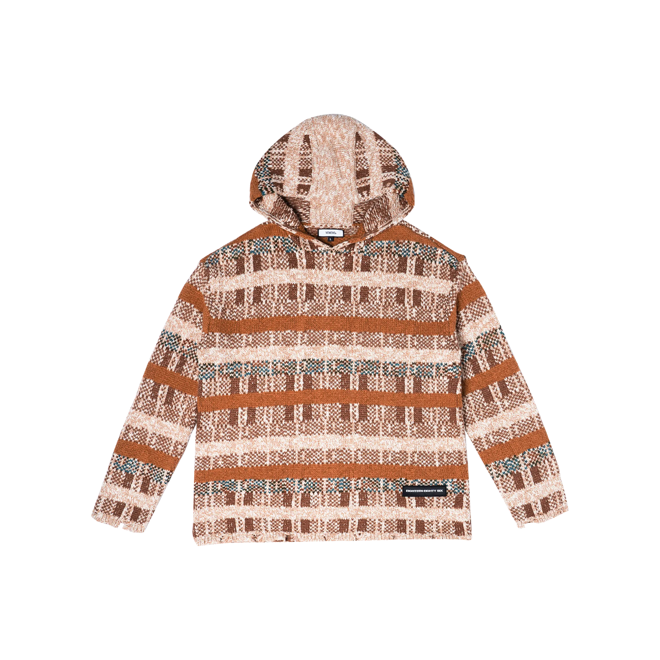 PIN CHECK HOODIE - BROWN