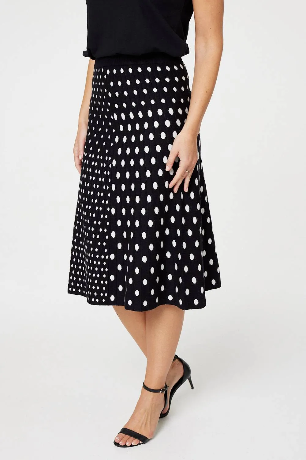 Polka Dot A-Line Knit Skirt