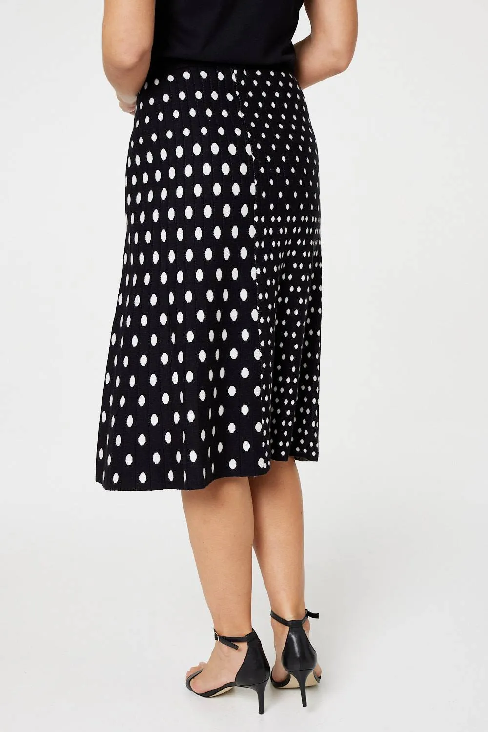 Polka Dot A-Line Knit Skirt