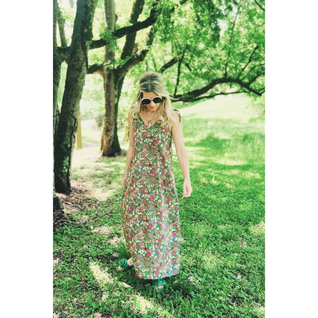 SAMPLE - Tie Tank Dress - MAXI - Green Floral