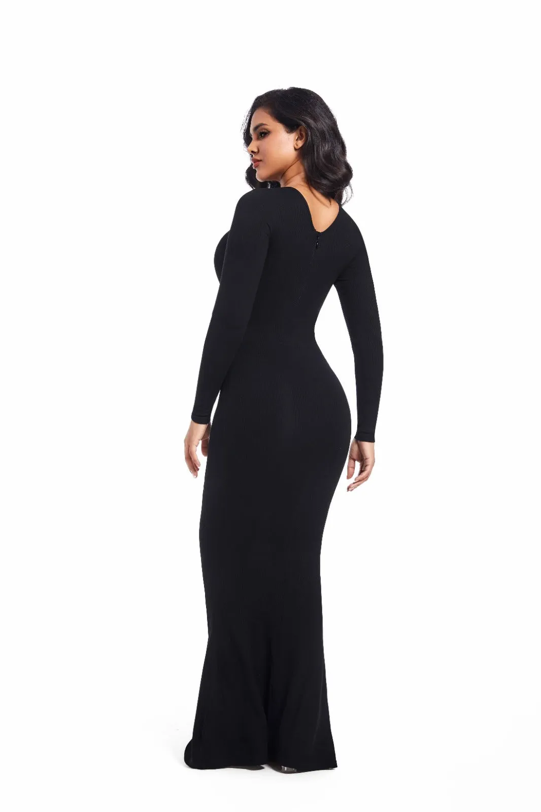 Shapewear Maxi Dress with Stylish Crew Neck | Built-in Shapewear Bra 8 in-1 Women Maxi Dress