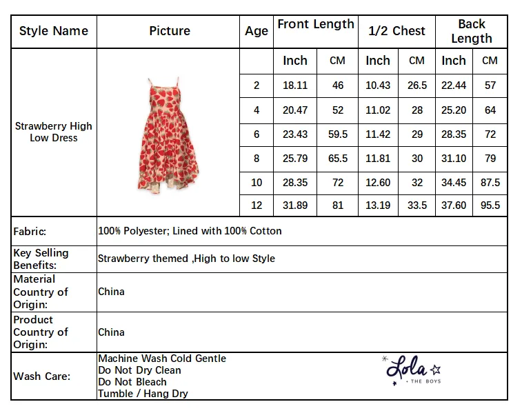 Strawberry High Low Dress