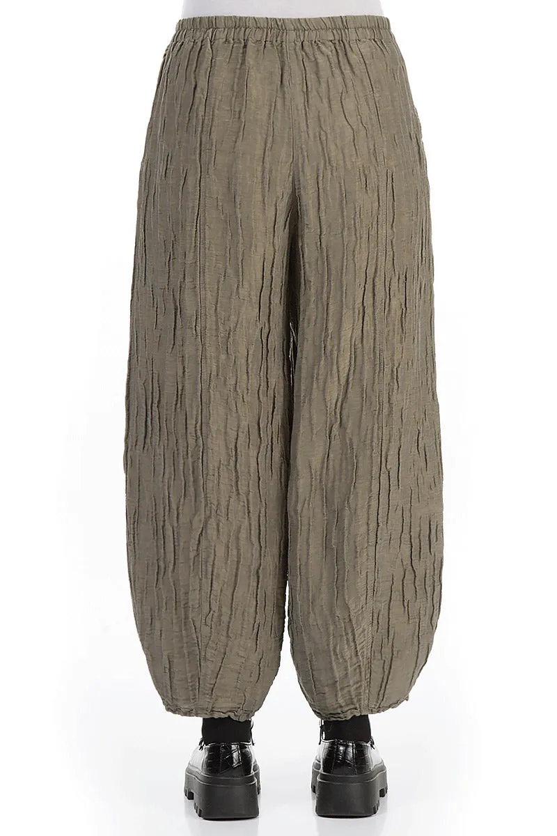 Taper Silver Sage Crinkled Silk Linen Trousers