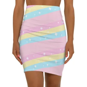 Teatime Fantasy Rainbow Women's Mini Pencil Skirt