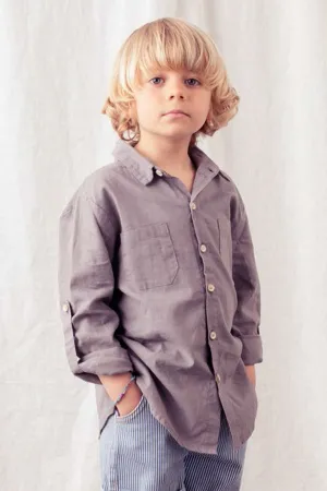 Tocoto Vintage Cotton Linen Boys Shirt - Grey