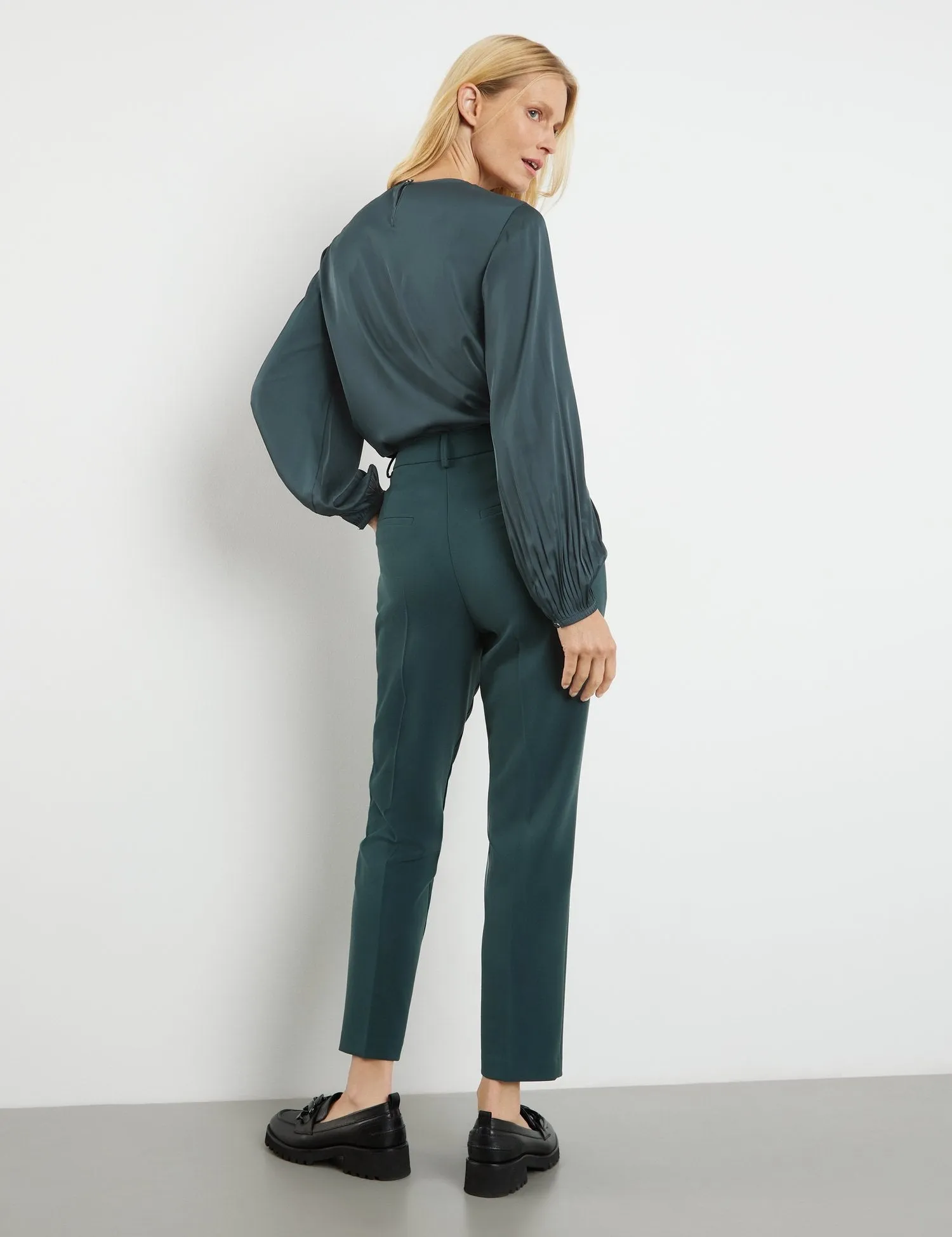 Trousers with Vertical Pintucks