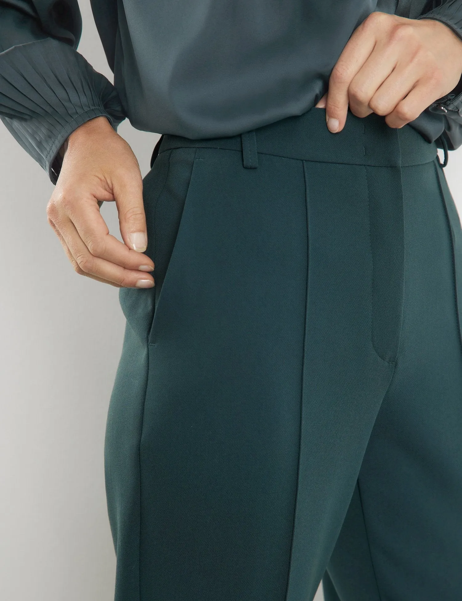 Trousers with Vertical Pintucks