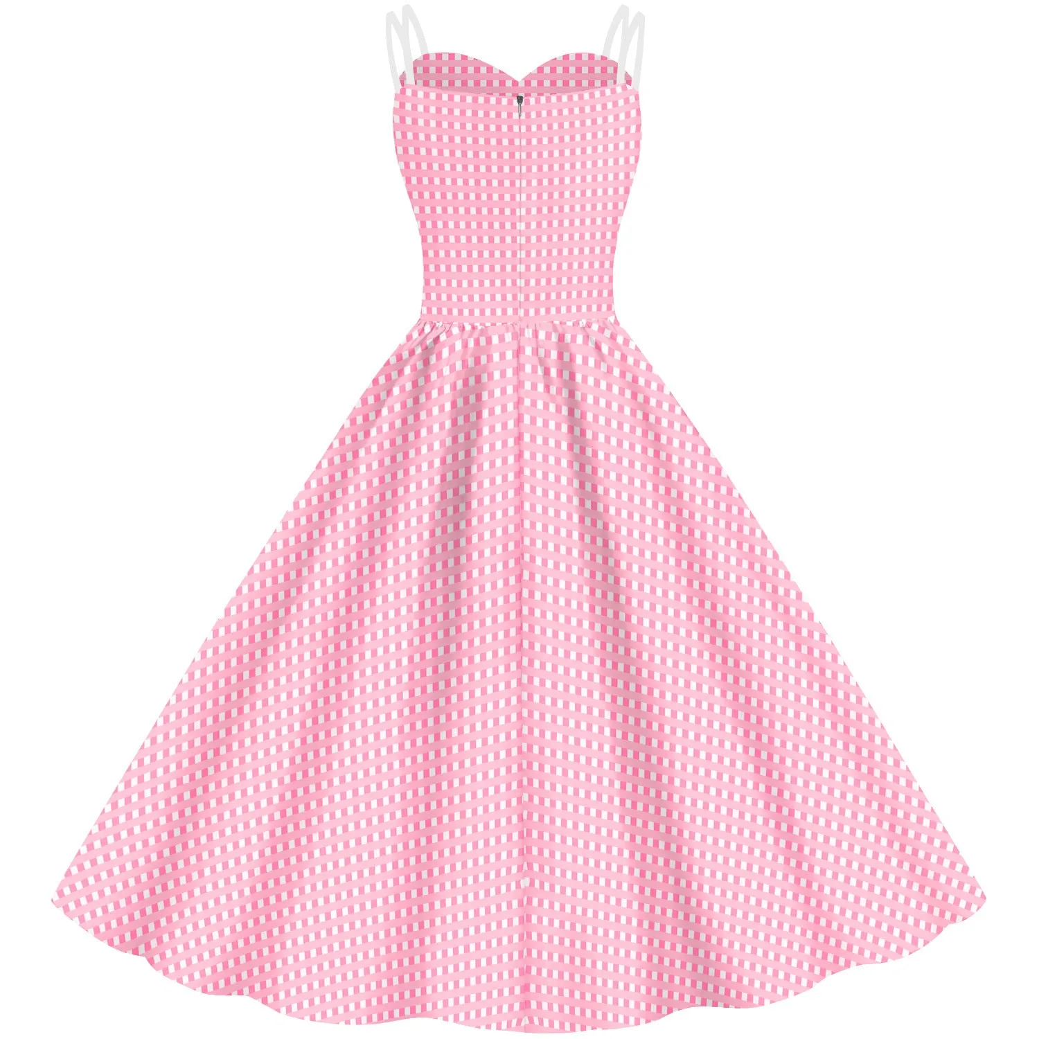 Women's Barbie Digital Print Pink Plaid Dress