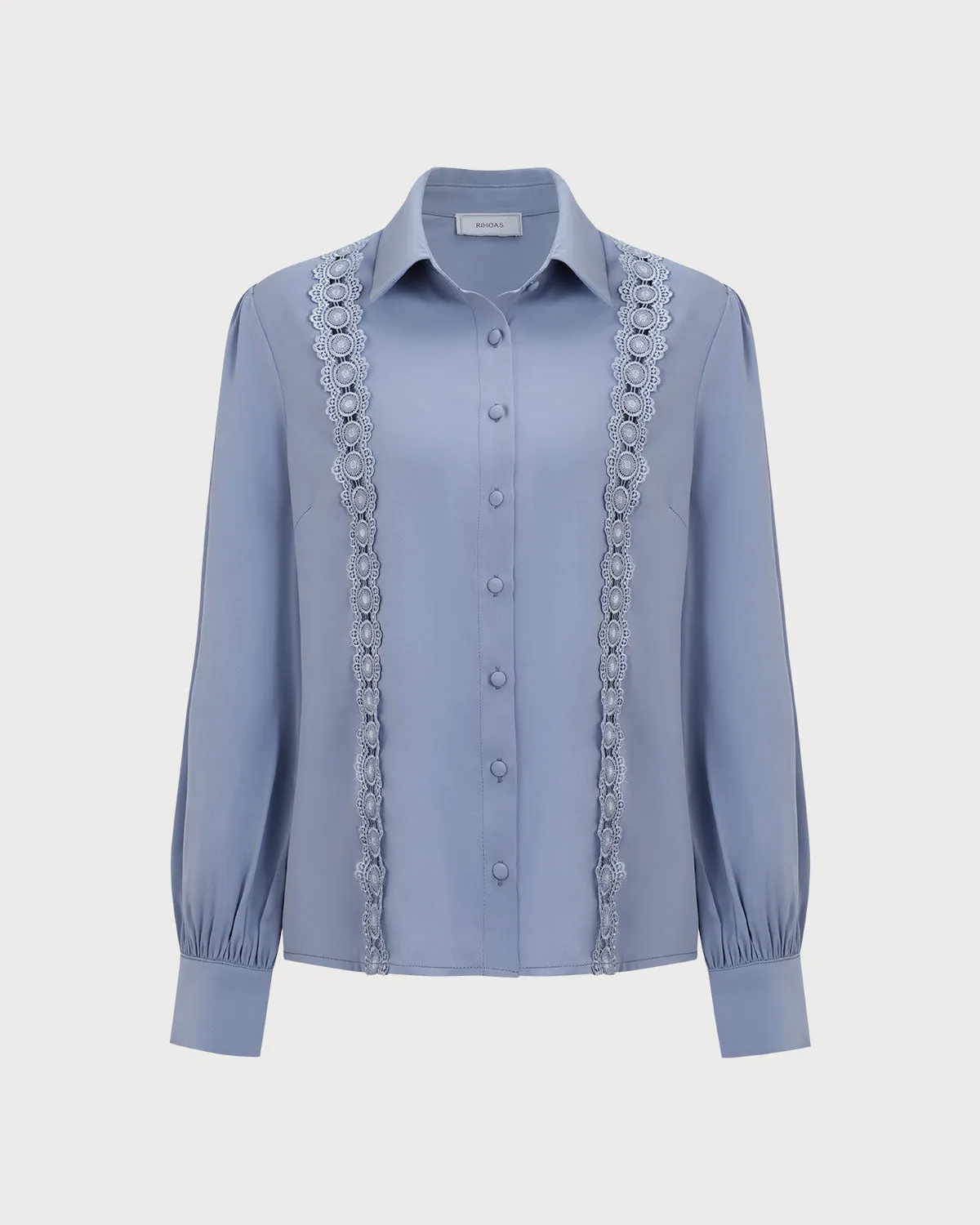 Women's Blue Lace Trim Shirt